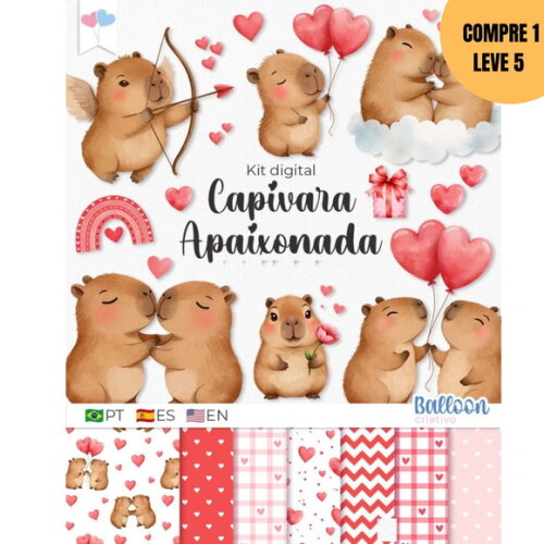 Arquivo Digital Capivara Apaixonada Kit Digital -3471