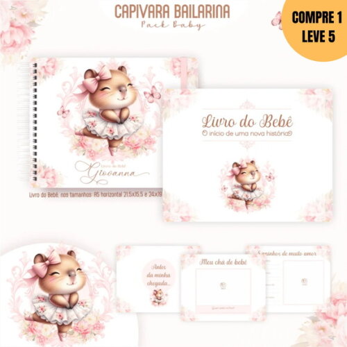 Arquivo Digital Capivara Bailarina Livro de Bebê - 222