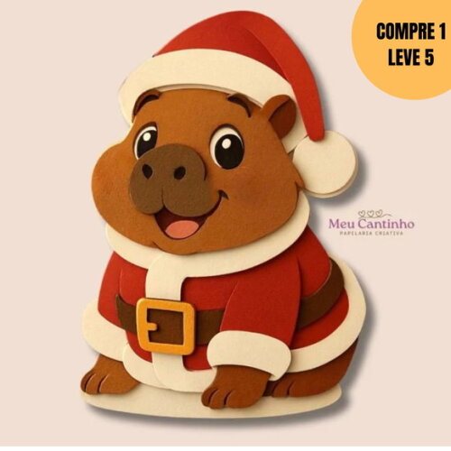 Arquivo Digital Capivara Roupa de Natal Topo de Bolo -5914