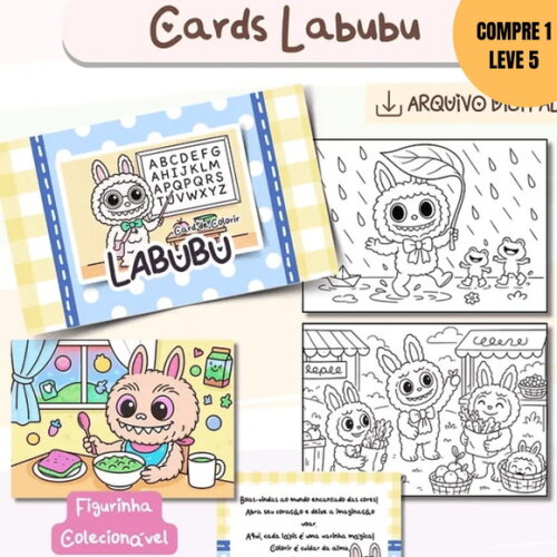Arquivo Digital Cards para Colorir Monstrinho Labubu -3648