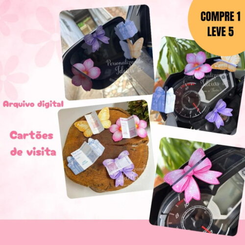 Arquivo Digital Cards Retrovisor Borboleta Flor e Laço -6272