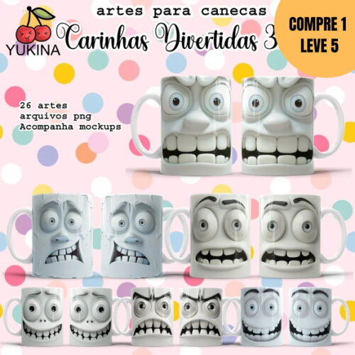 Arquivo Digital Carinhas Divertidas 3d Canecas -4829