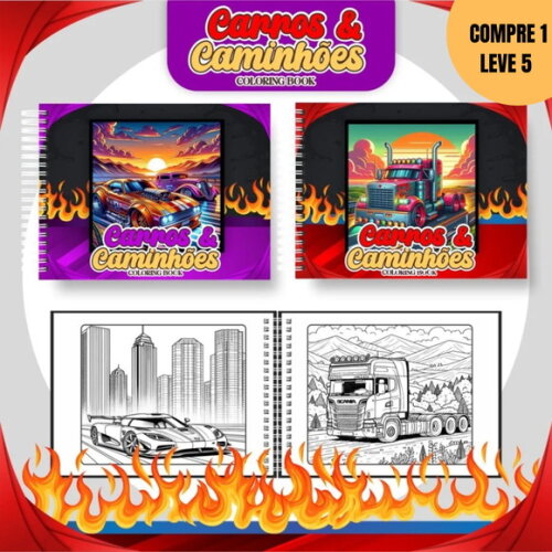 Arquivo Digital Carros e Caminhões Livros de Colorir -3355
