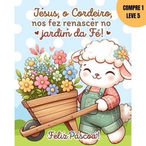 Arquivo Digital Cartão Carrinho Cordeiro Páscoa -2555