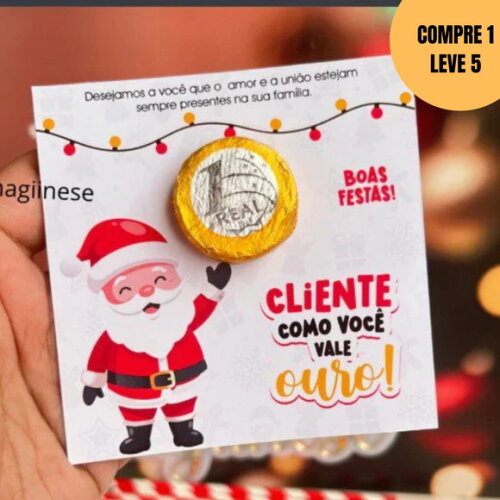 Arquivo Digital Cartão Moeda de Chocolate Noel -5867