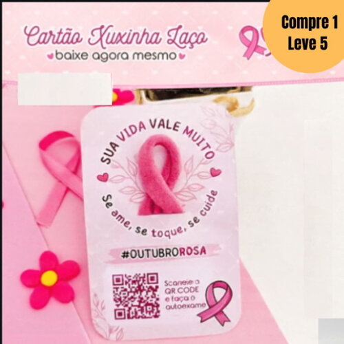 Arquivo Digital Cartão Xuxinha Laço Outubro Rosa -5223
