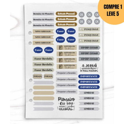 Arquivo Digital Cartela de Adesivos para Pioneiros -2805