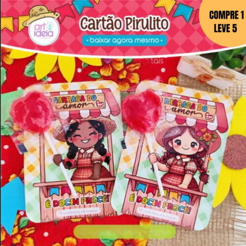 Arquivo Digital Cartão Pirulito Junino São João -3410