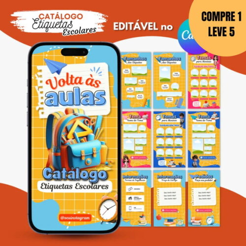 Arquivo Digital Catálogo Etiquetas Escolares Editável -6168