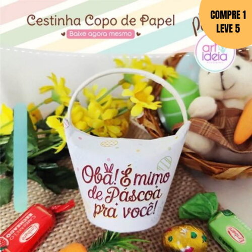 Arquivo Digital Cestinha Copo de Papel Páscoa -2756