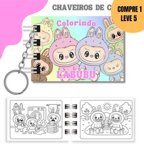 Arquivo Digital Chaveiro de Colorir Labubu -4595