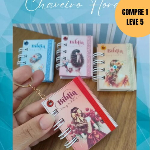 Arquivo Digital Chaveiro Mini Bíblia Floral -4898
