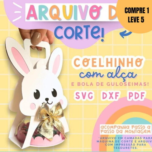 Arquivo Digital Coelhinho com Alça Páscoa -2472