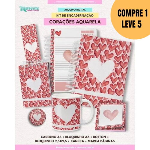 Arquivo Digital Coleção Corações Aquarela -5542