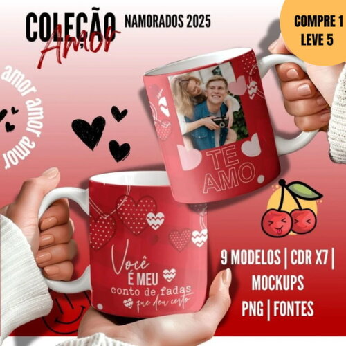 Arquivo Digital Coleção Namorados Amor Canecas -3460