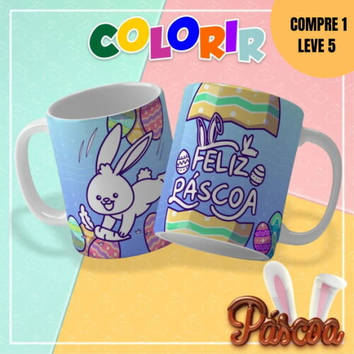 Arquivo Digital Colorir Páscoa 2025 Artes para Canecas -2429