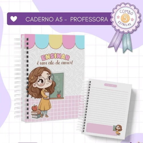 Arquivo Digital Combo 5 Estrelas Caderno Professora A5 -4747