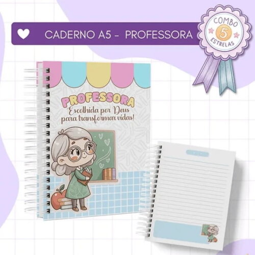 Arquivo Digital Combo 5 Estrelas Caderno Professora A5 -4747