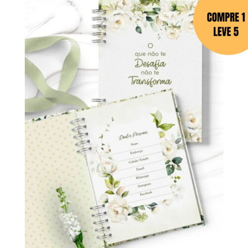 Arquivo Digital Combo 6 Agendas 2026 Floral Rosas Brancas