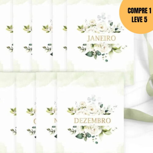 Arquivo Digital Combo 6 Agendas 2026 Floral Rosas Brancas