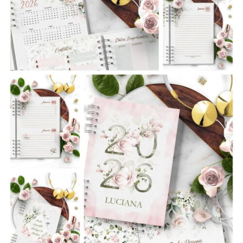 Arquivo Digital Combo 8 Agendas Floral Rosa 2026 e Per -4924