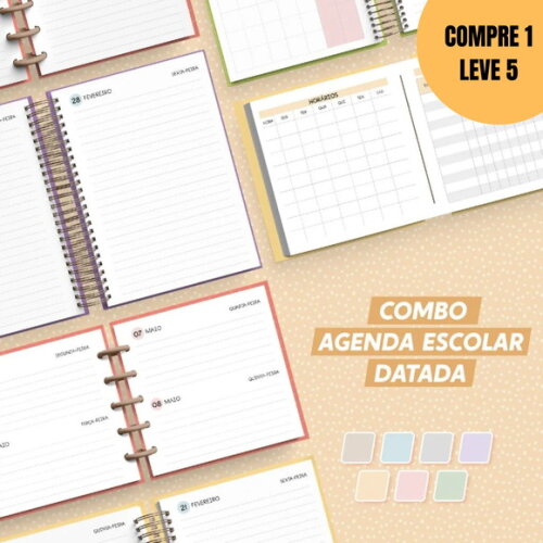 Arquivo Digital Combo Agenda Escolar 2026 Datada A5 -6171