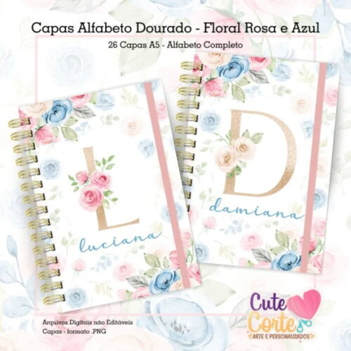 Arquivo Digital Combo Alfabeto Dourado Floral -1861