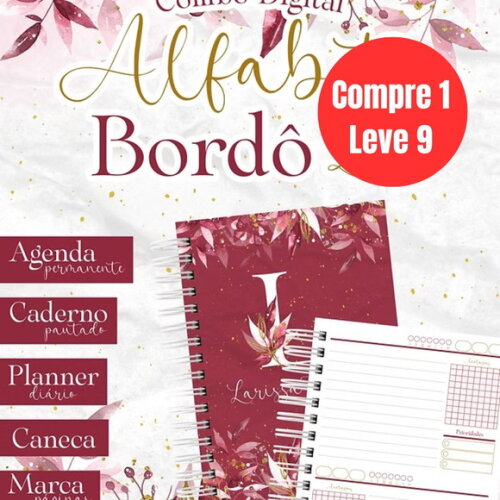 Arquivo Digital Combo Alfabeto Bordô -6769
