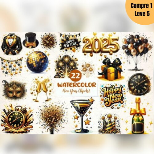 Arquivo Digital Combo Aquarela New Year 2025 Sublimação -866