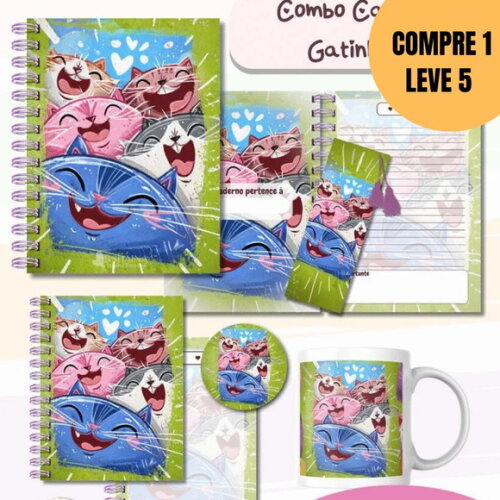 Arquivo Digital Combo Caderno Gatinhos Ii -5462