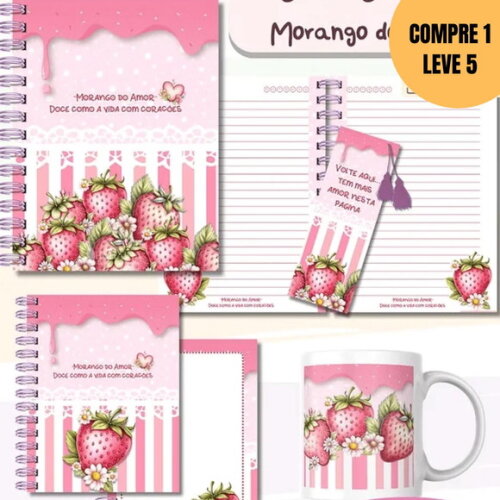 Arquivo Digital Combo Caderno Morango do Amor-4850