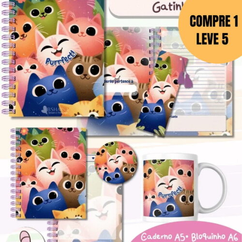 Arquivo Digital Combo Caderno Gatinho -5466