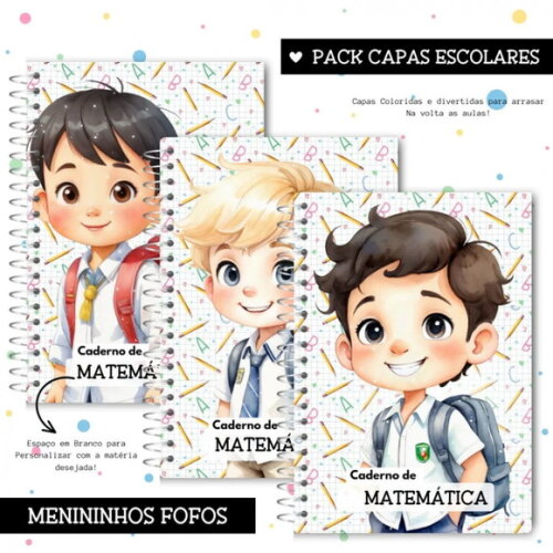 Arquivo Digital Combo Capas Escolares Cute Aquarela -588