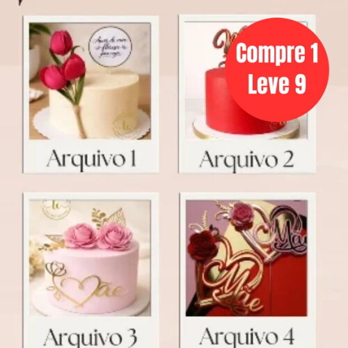 Arquivo Digital Combo Dia das Mães Topos de Bolo -6928