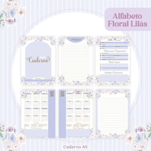 Arquivo Digital Combo Floral Alfabeto Lilás 2025 -356