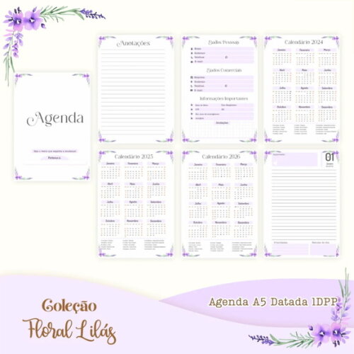 Arquivo Digital Combo Floral Lilás Agenda 2025 -687