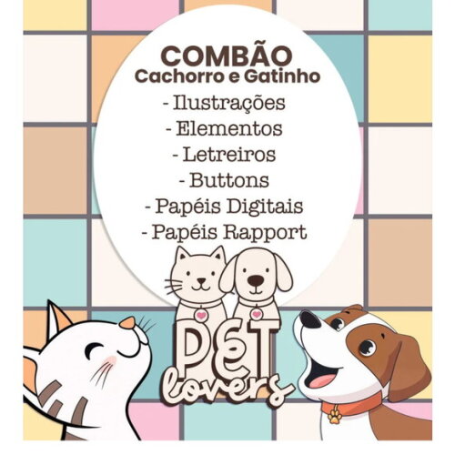 Arquivo Digital Combo Ilustrações Gato e Cachorro -2935