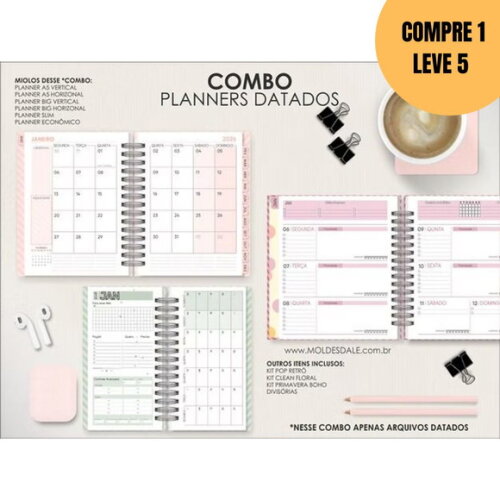 Arquivo Digital Combo Planners Datados Big A5 Slim -5271