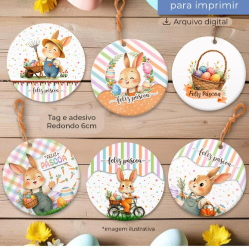 Arquivo Digital Combo Tag e Adesivo Coelhinhos -2605