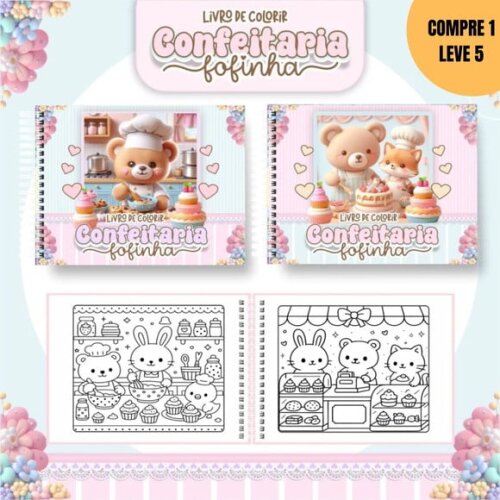 Arquivo Digital Confeitaria Fofinha Livro de Colorir -3671