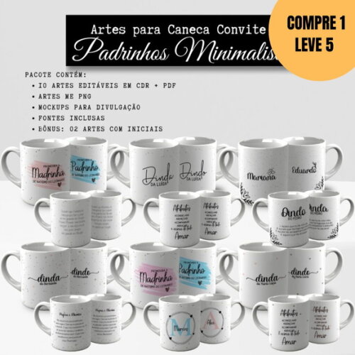 Arquivo Digital Convite Padrinhos Arte Avulsa Caneca -5070