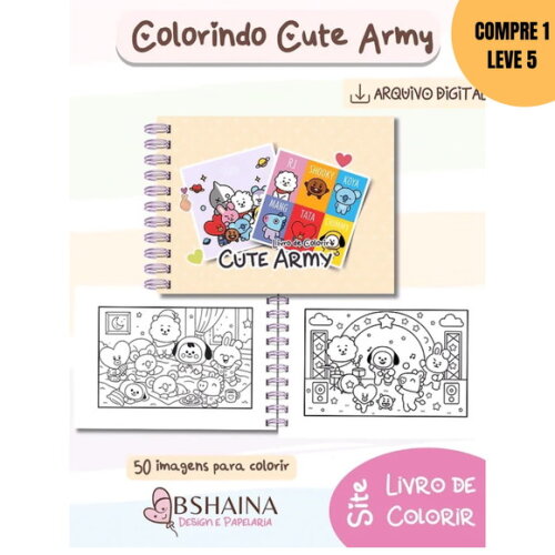 Arquivo Digital Cute Army Bts21 Livro de Colorir -3652