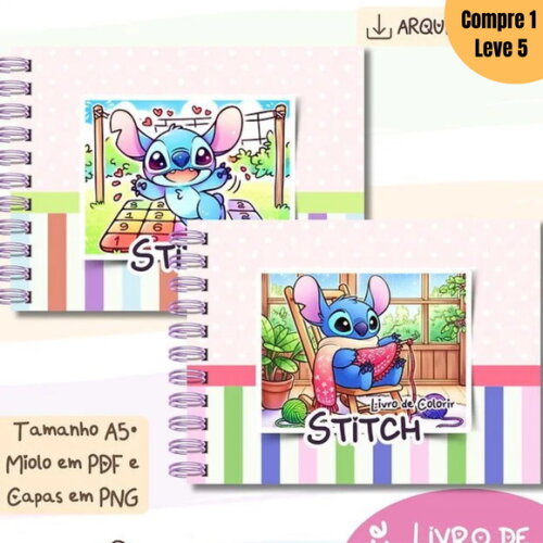 Arquivo Digital Cute Stitch Livro de Colorir -836