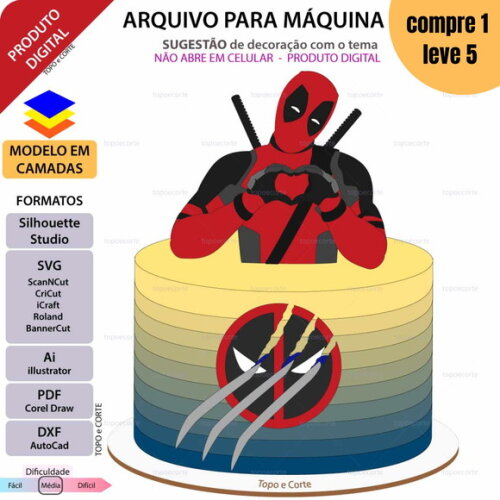 Arquivo Digital Deadpool e Wolverine Topo de Bolo -1419