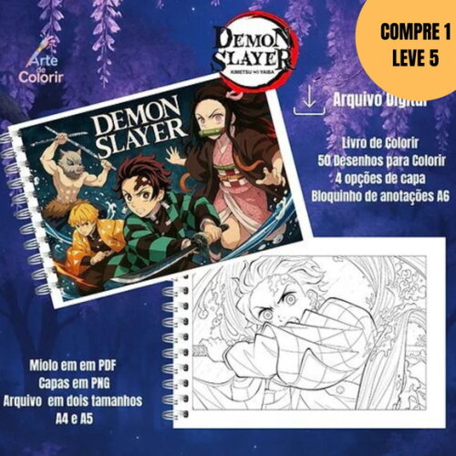Arquivo Digital Demon Slayer Livro de Colorir -6002