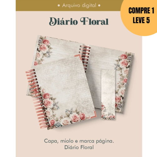 Arquivo Digital Diário Floral Wire-o -6311