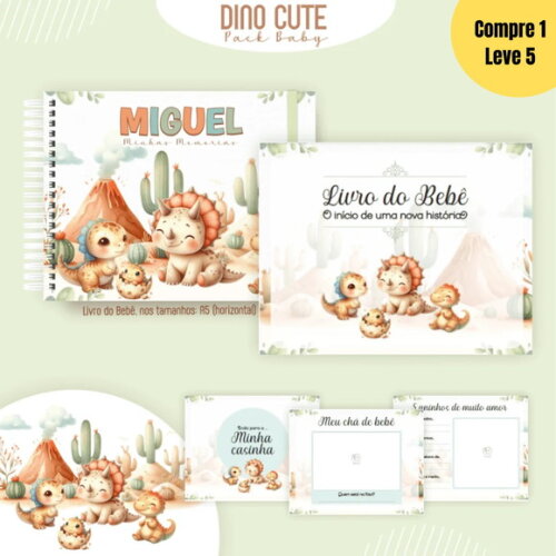 Arquivo Digital Dino Clean Cute Livro do Bebê - 372