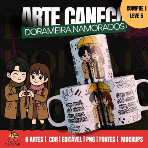 Arquivo Digital Dorama Namorados Arte para Canecas - 3744