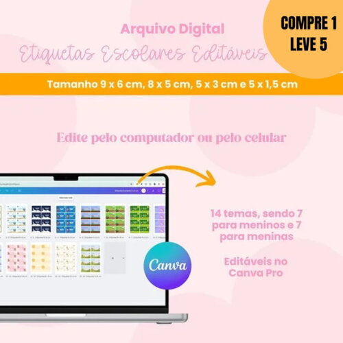 Arquivo Digital Etiquetas Escolares Editáveis Canva -6273