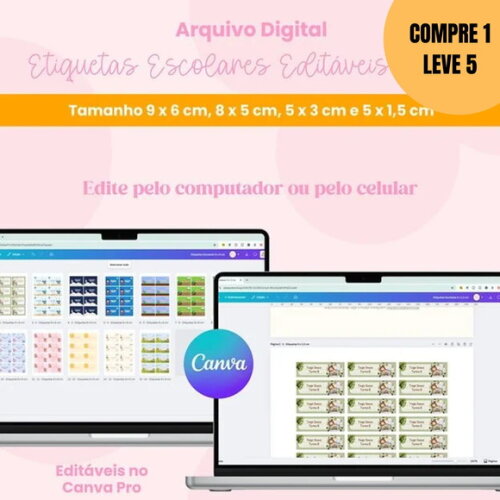 Arquivo Digital Etiquetas Escolares Editáveis Canva -6273